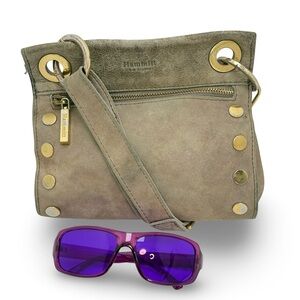 Hammitt Los Angeles Leather Crossbody Bag Studded Grommet Zip Small Taupe